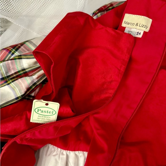 Marco & Lizzy 100% silk/tule Red & plaid, sleeveless dress. NWT Sz 14 paid $200. - Picture 10 of 10